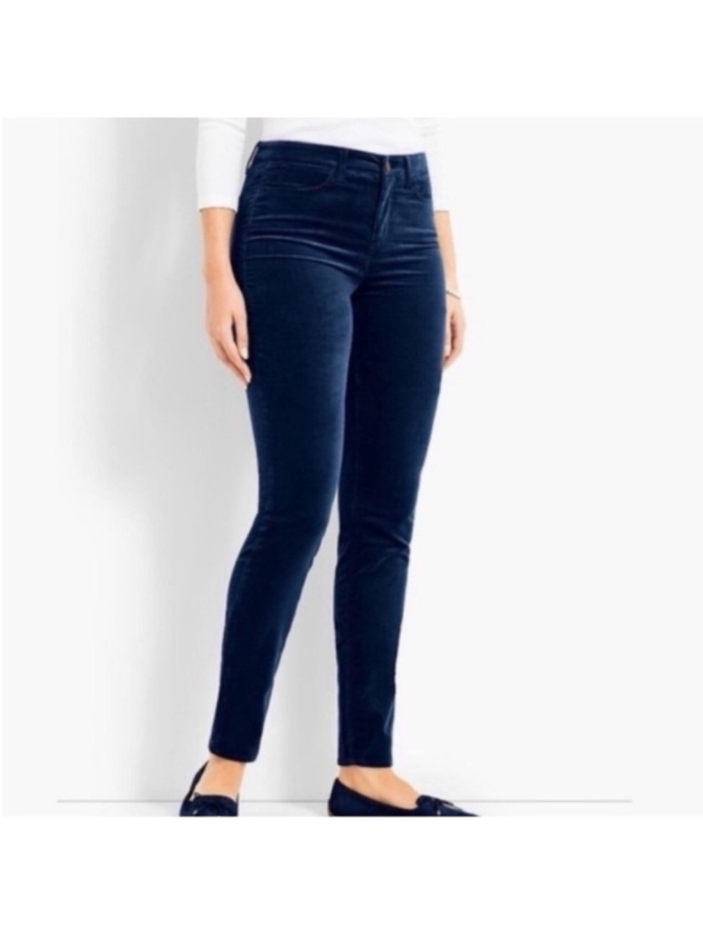 Talbots Women's Skinny Velvet Jeans in Navy Blue